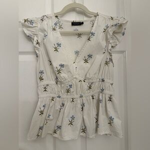 Vineyard Vines White Dress with Blue Floral Pattern